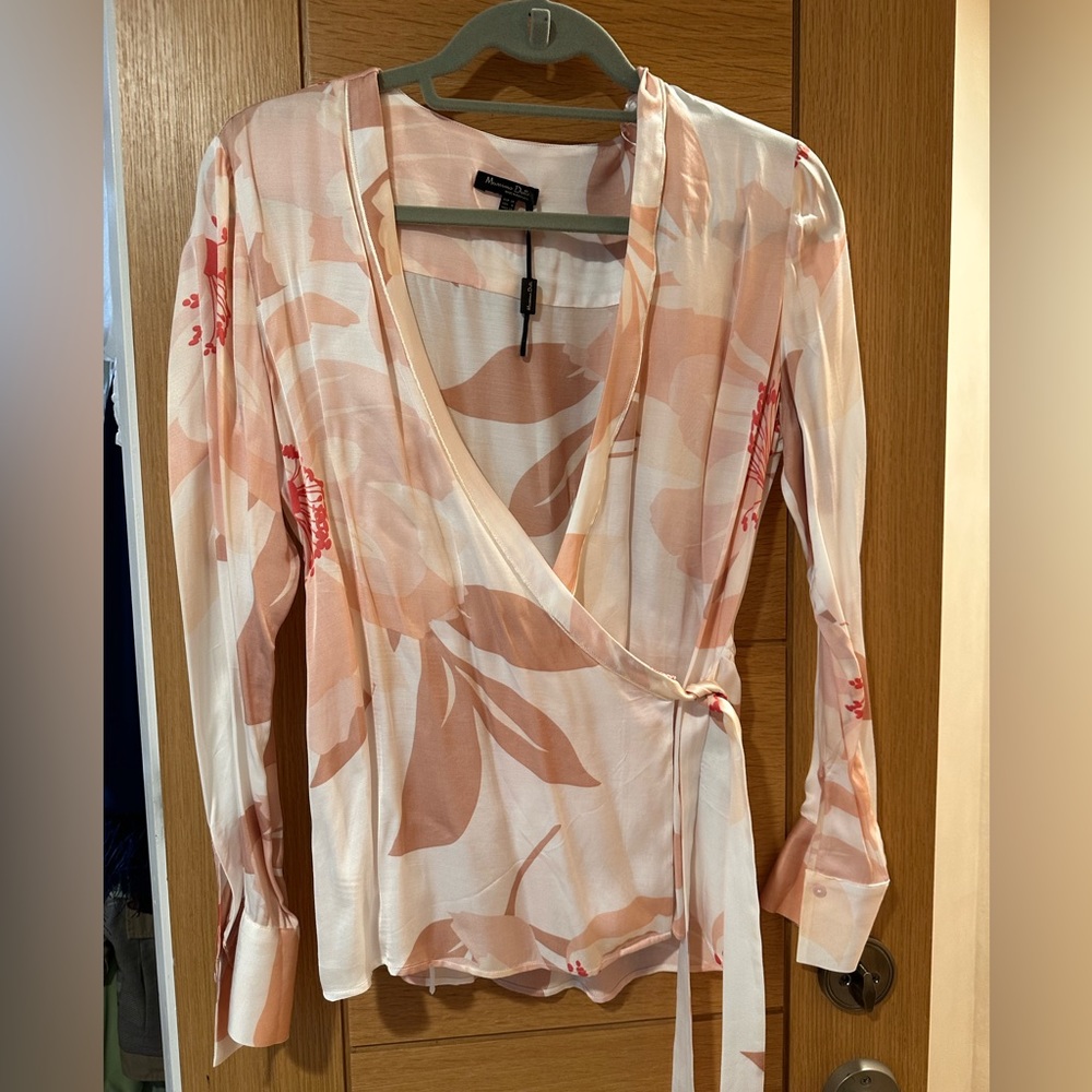 Massimo Dutti Silky Wrap Floral Blouse